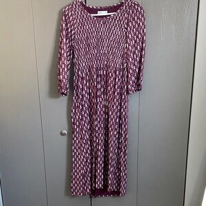 Croft & Barrow Maroon Patterned Long Sleeve Dress